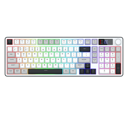 REDRAGON ARIA PRO TRI-MODE RGB MEMBRANE KEYBOARD W/ LCD & KNOB (WHITE GRAY BLACK)