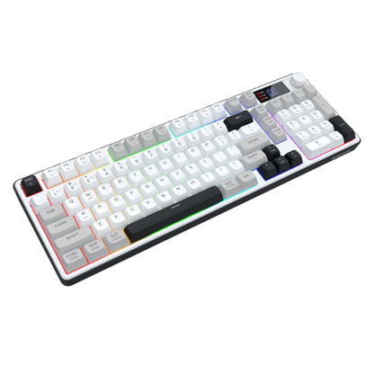 REDRAGON ARIA PRO TRI-MODE RGB MEMBRANE KEYBOARD W/ LCD & KNOB (WHITE GRAY BLACK)
