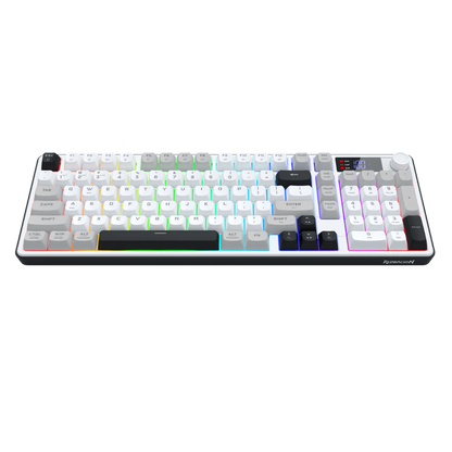 REDRAGON ARIA PRO TRI-MODE RGB MEMBRANE KEYBOARD W/ LCD & KNOB (WHITE GRAY BLACK)