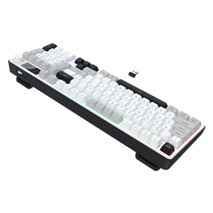 REDRAGON ARIA PRO TRI-MODE RGB MEMBRANE KEYBOARD W/ LCD & KNOB (WHITE GRAY BLACK)