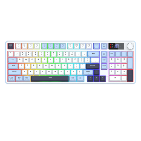 REDRAGON ARIA PRO TRI-MODE RGB MEMBRANE KEYBOARD W/ LCD & KNOB (WHITE BLUE)