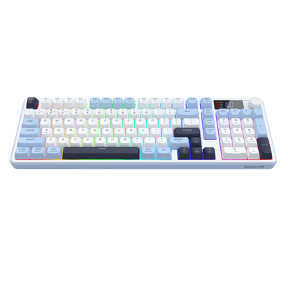 REDRAGON ARIA PRO TRI-MODE RGB MEMBRANE KEYBOARD W/ LCD & KNOB (WHITE BLUE)