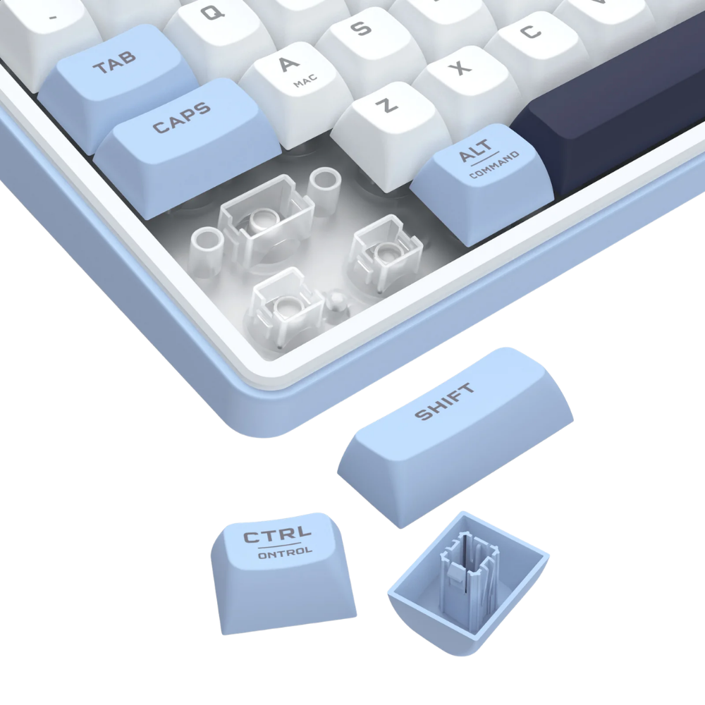 REDRAGON ARIA PRO TRI-MODE RGB MEMBRANE KEYBOARD W/ LCD & KNOB (WHITE BLUE)