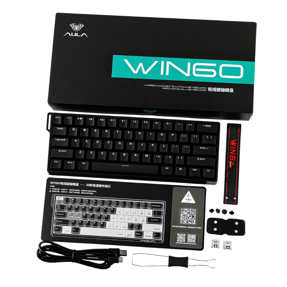 AULA WIN60HE MAX 61-KEY WIRED MAGNETIC SWITCH GAMING KEYBOARD (WING CHUN SWITCH) BLACK