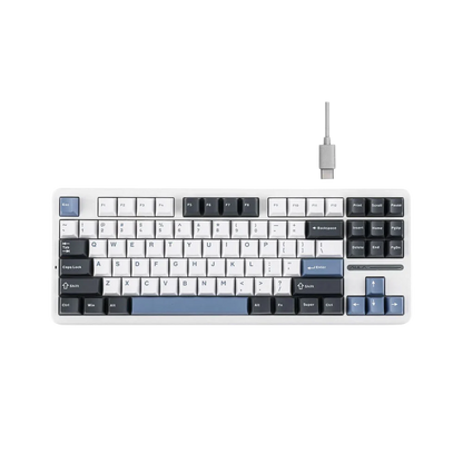 AULA F87 87 KEYS GASKET TRI-MODE MECHANICAL KEYBOARD (LINEAR SWITCH/SWAPPBL) GRAY/WHITE/BLUE