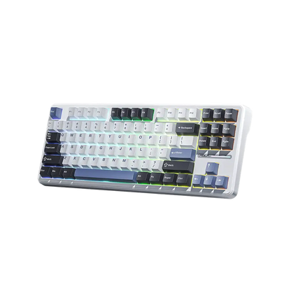 AULA F87 87 KEYS GASKET TRI-MODE MECHANICAL KEYBOARD (LINEAR SWITCH/SWAPPBL) GRAY/WHITE/BLUE
