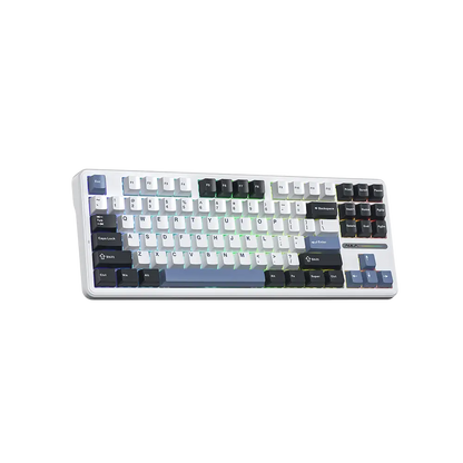 AULA F87 87 KEYS GASKET TRI-MODE MECHANICAL KEYBOARD (LINEAR SWITCH/SWAPPBL) GRAY/WHITE/BLUE