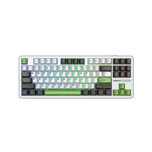 AULA F87 87 KEYS GASKET TRI-MODE MECHANICAL KEYBOARD (LINEAR SWITCH/SWAPPBL) BLACK/WHITE/GREEN