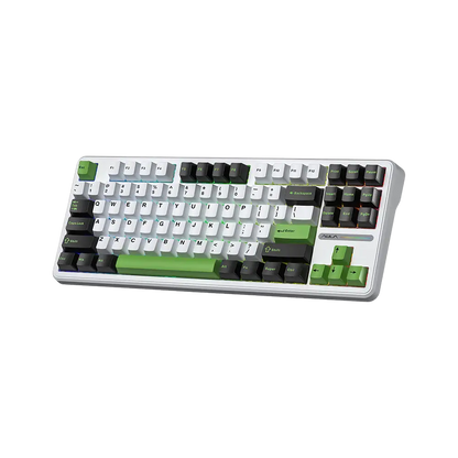AULA F87 87 KEYS GASKET TRI-MODE MECHANICAL KEYBOARD (LINEAR SWITCH/SWAPPBL) BLACK/WHITE/GREEN