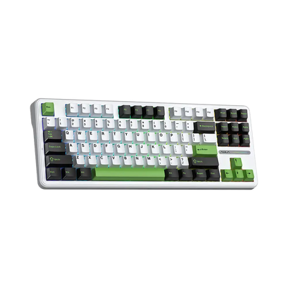 AULA F87 87 KEYS GASKET TRI-MODE MECHANICAL KEYBOARD (LINEAR SWITCH/SWAPPBL) BLACK/WHITE/GREEN
