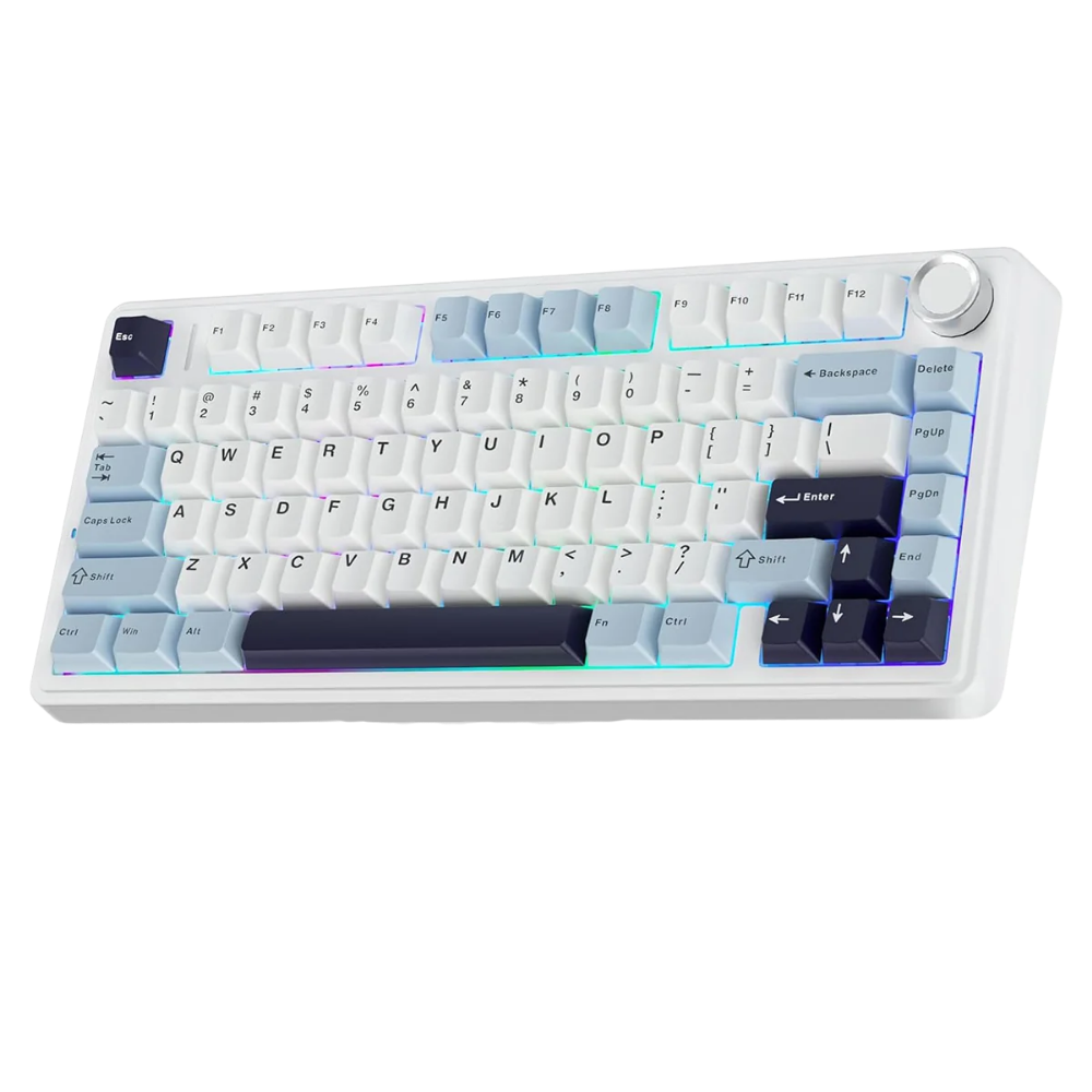 AULA F75 75-KEY GASKET TRI-MODE MECHANICAL KEYBOARD (LINEAR SWITCH/SWAPPBL) WHITE BLUE PURPLE