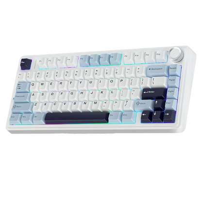 AULA F75 75-KEY GASKET TRI-MODE MECHANICAL KEYBOARD (LINEAR SWITCH/SWAPPBL) WHITE BLUE PURPLE