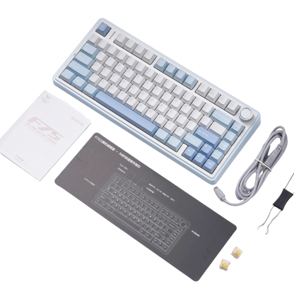 AULA F75 75-KEY GASKET TRI-MODE MECHANICAL KEYBOARD (LINEAR SWITCH/SWAPPBL) SEASALT BLUE