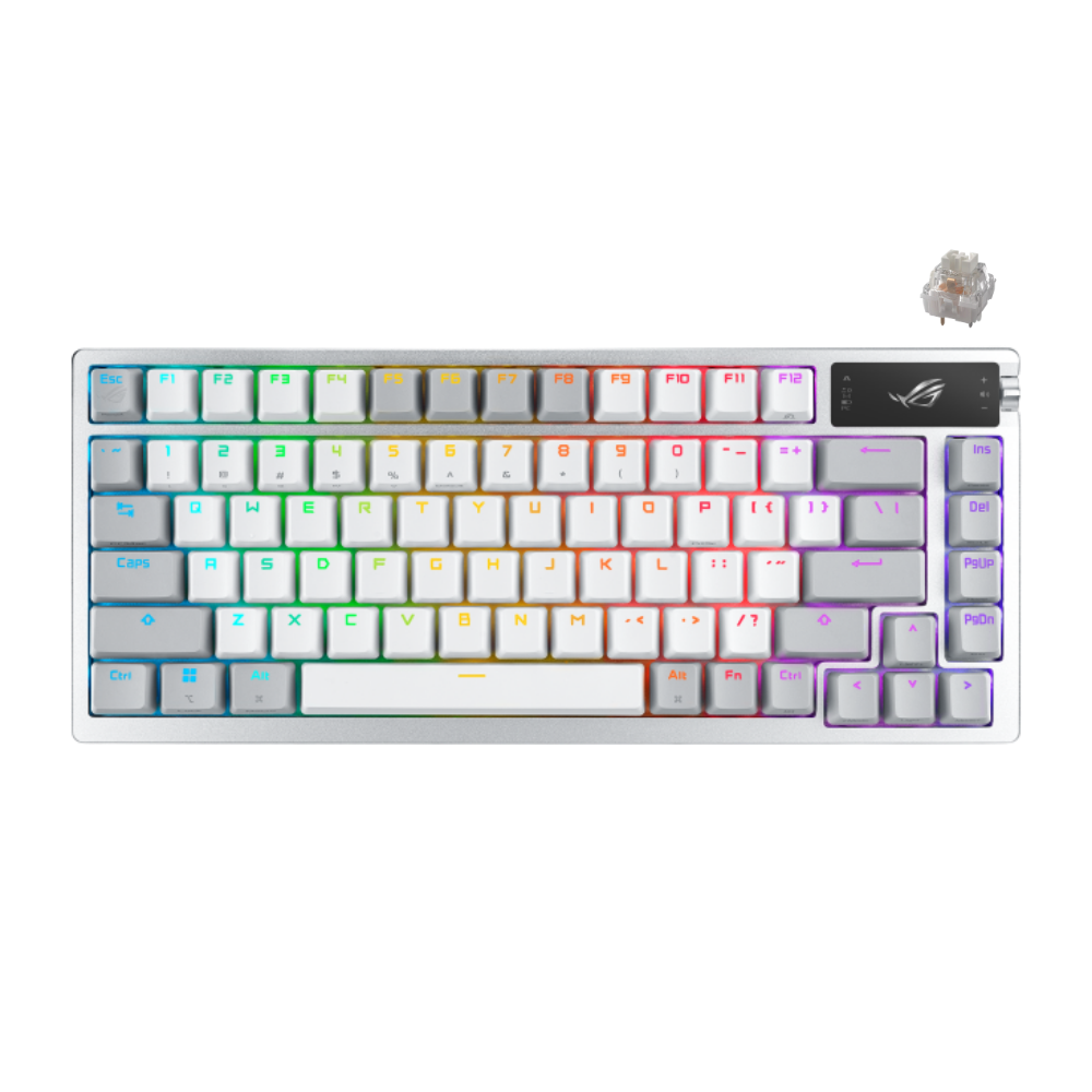 ASUS ROG AZOTH TRI-MODE RGB MECHANICAL GAMING KEYBOARD (NX SNOW SWITCH) (WHITE)
