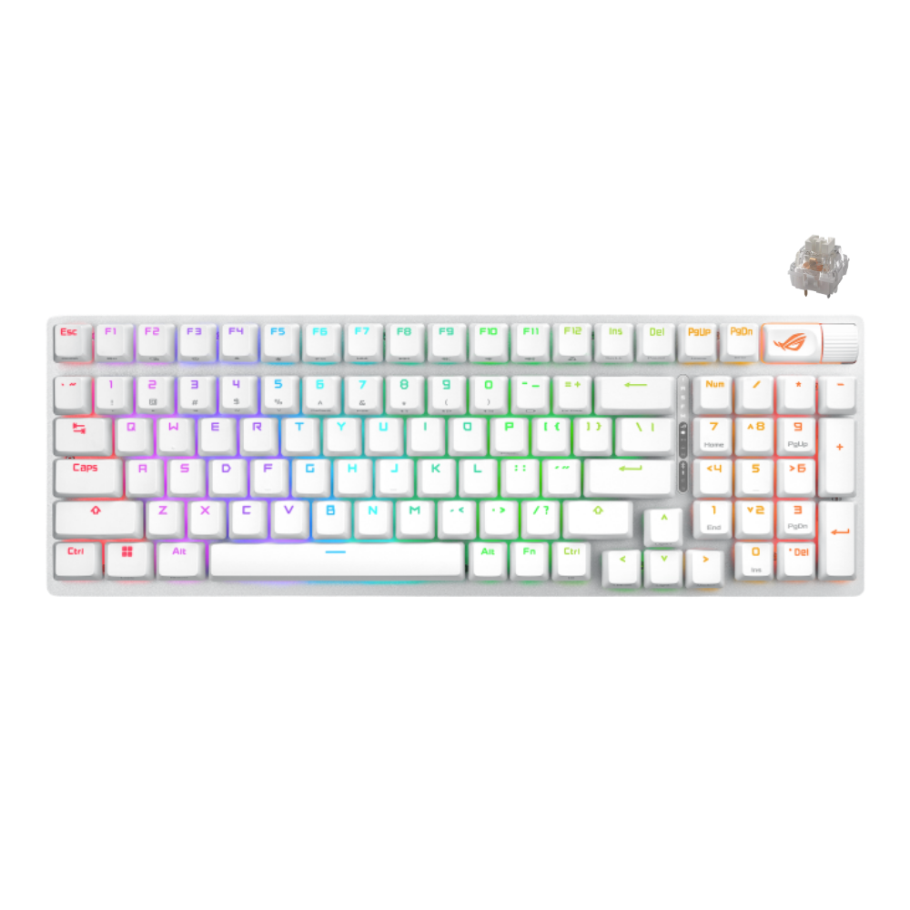 ASUS ROG STRIX SCOPE II 96 WIRELESS GAMING KEYBOARD W/ WRIST REST (NX SNOW SWITCH) (WHITE)