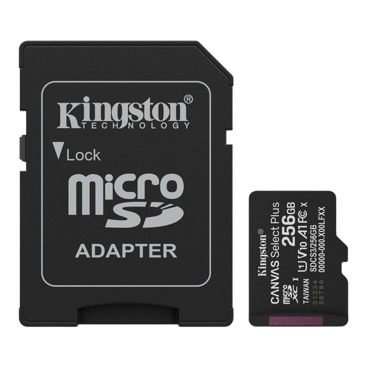 KINGSTON 256GB CANVAS SELECT PLUS CLASS 10 SDXC 150MB/S FLASH MEMORY W/ ADAPTER