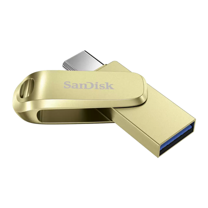SANDISK ULTRA 256GB DUAL DRIVE LUXE USB-C 3.2 FLASH DRIVE (GOLD)