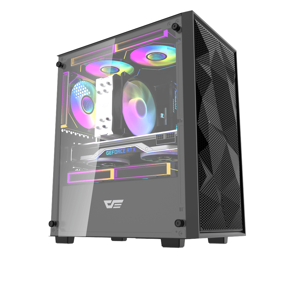 DARKFLASH M305 MESH M-ATX CASE W/ TEMPERED GLASS SIDE PANEL (BLACK)