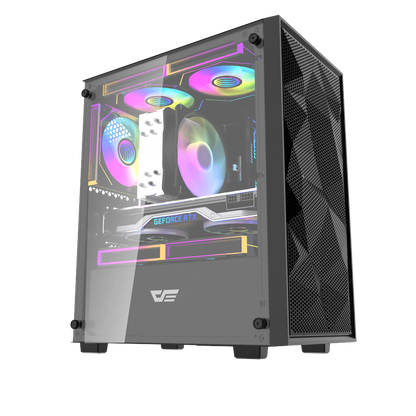 DARKFLASH M305 MESH M-ATX CASE W/ TEMPERED GLASS SIDE PANEL (BLACK)
