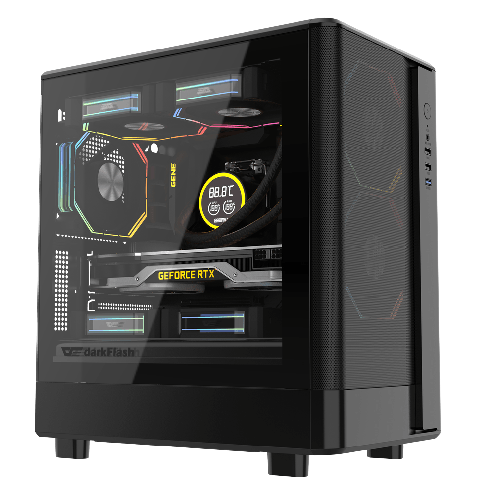 DARKFLASH DB330M MESH M-ATX CASE W/TEMPERED GLASS SIDE (BLACK)
