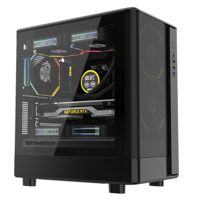 DARKFLASH DB330M MESH M-ATX CASE W/TEMPERED GLASS SIDE (BLACK)