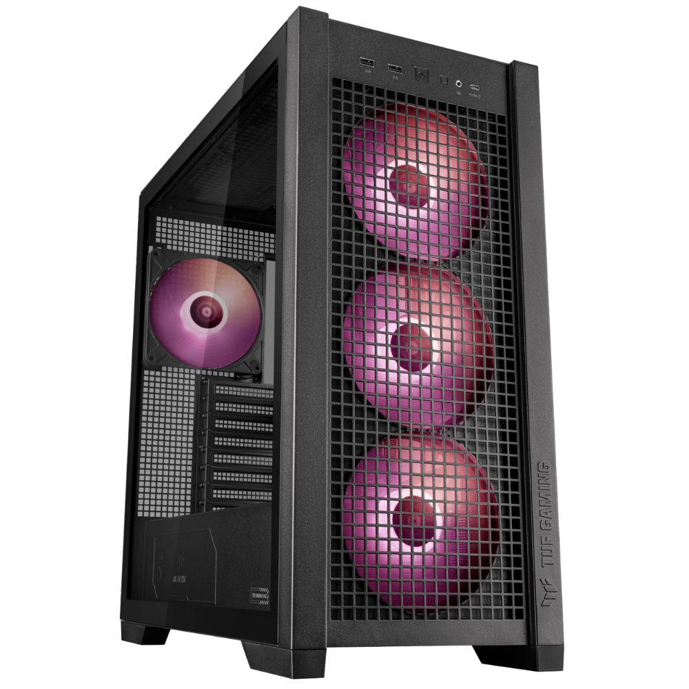 ASUS GT302 ARGB TUF GAMING MID TOWER CASE W/ 4 ARGB FANS (BLACK)