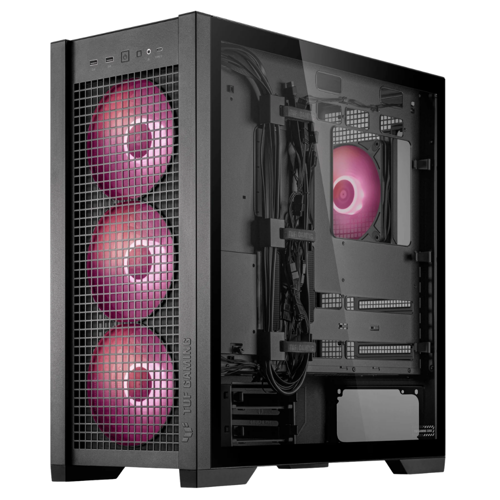 ASUS GT302 ARGB TUF GAMING MID TOWER CASE W/ 4 ARGB FANS (BLACK)