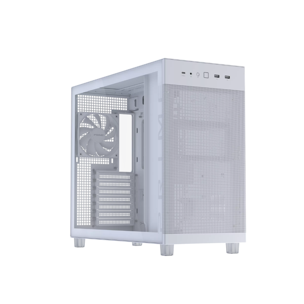 ASUS PRIME AP303 TEMPERED GLASS ATX CASE W/ 1FAN (WHITE)