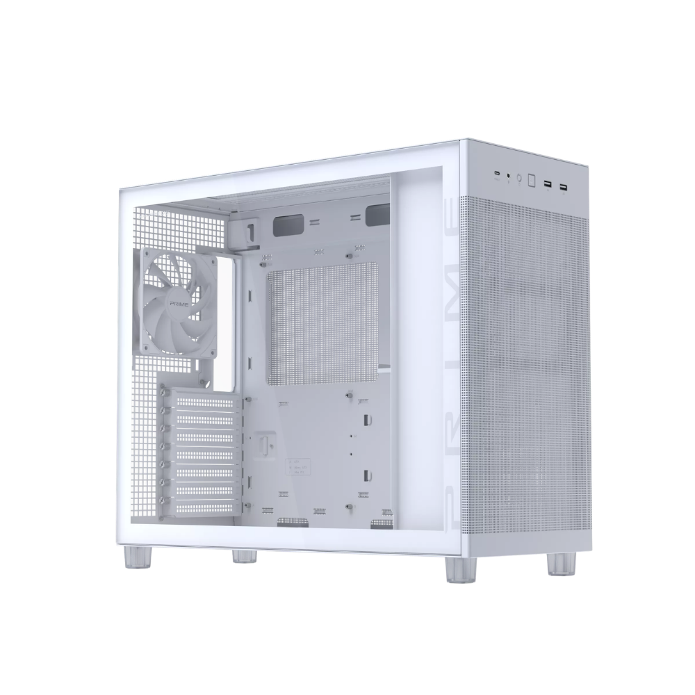 ASUS PRIME AP303 TEMPERED GLASS ATX CASE W/ 1FAN (WHITE)