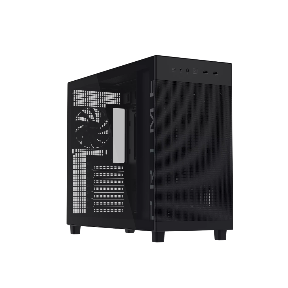 ASUS PRIME AP303 TEMPERED GLASS ATX CASE W/ 1FAN (BLACK)