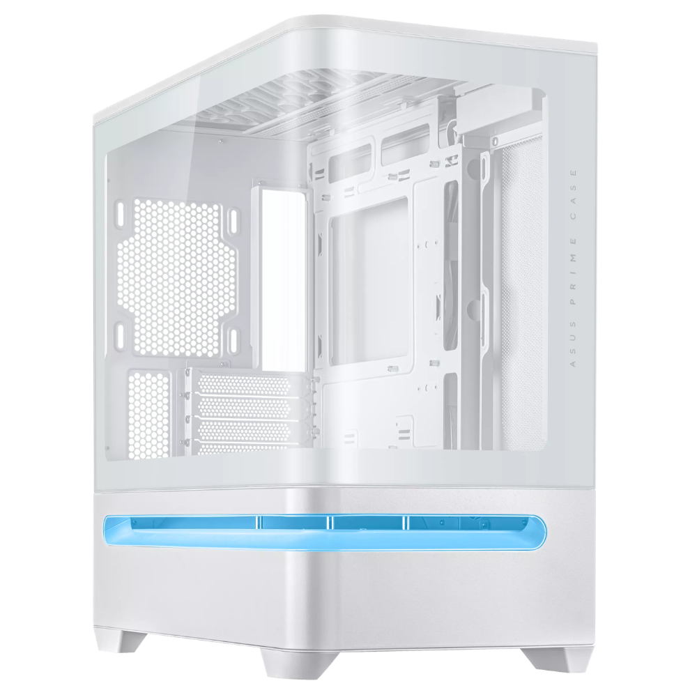ASUS PRIME AP202 MATX CASE W/ CURVED TEMPERED GLASS PANEL (WHITE)