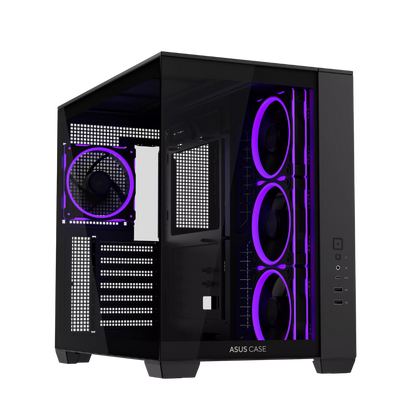 ASUS A32 PLUS TEMPERED GLASS DUAL CHAMBER ATX CASE W/ 4 ARGB FANS (BLACK)