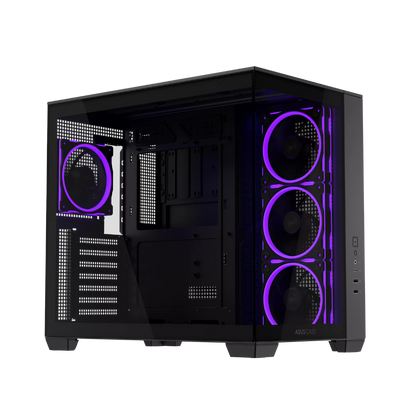 ASUS A32 PLUS TEMPERED GLASS DUAL CHAMBER ATX CASE W/ 4 ARGB FANS (BLACK)