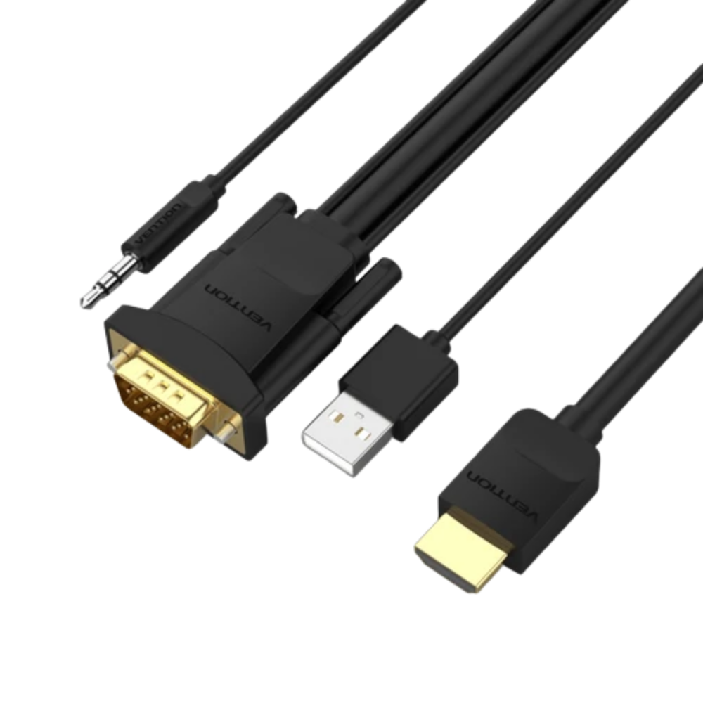 VENTION HDMI TO VGA CABLE W/ AUDIO OUTPUT & USB POWER SUPPLY (1.5M) BLACK