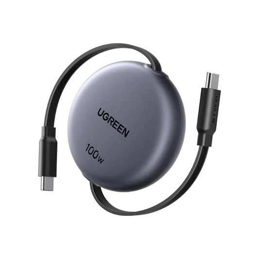 UGREEN USB-C (M) TO USB-C (M) RETRACTABLE FLAT CABLE 100W 5A (1M)