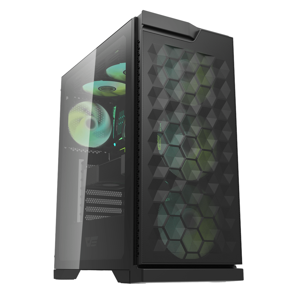 DARKFLASH DK361 ATX TOWER CASE W/ TEMPERED GLASS SIDE PANEL, 4 ARGB FANS
