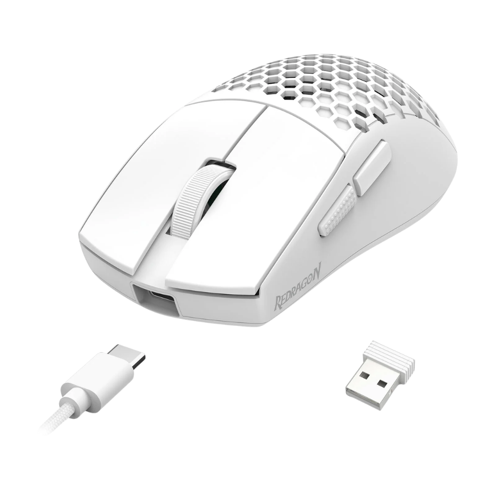 REDRAGON ASTROLABE LITE TRI-MODE HONEYCOMB GAMING MOUSE (WHITE)