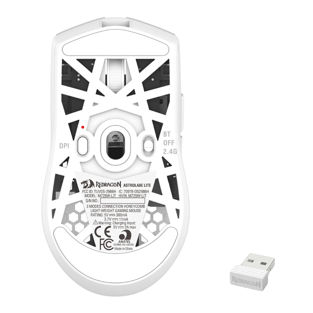 REDRAGON ASTROLABE LITE TRI-MODE HONEYCOMB GAMING MOUSE (WHITE)