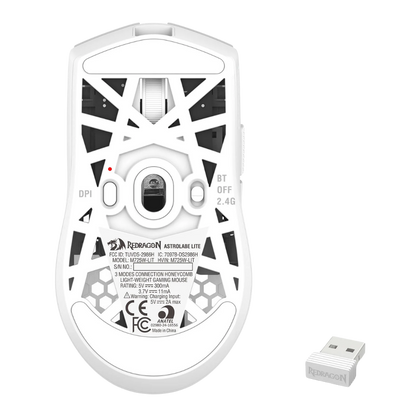 REDRAGON ASTROLABE LITE TRI-MODE HONEYCOMB GAMING MOUSE (WHITE)