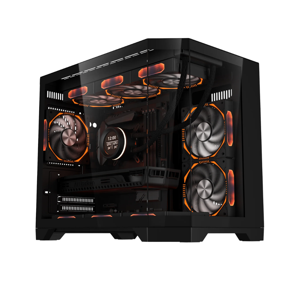 COOLMAN SPECTRA CASE M-ATX CASE W/ TEMPERED GLASS SIDE PANEL, LCD SCREEN