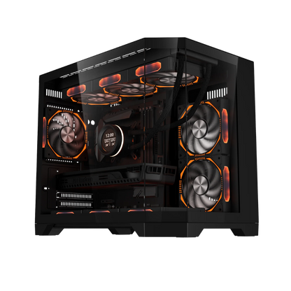 COOLMAN SPECTRA CASE M-ATX CASE W/ TEMPERED GLASS SIDE PANEL, LCD SCREEN