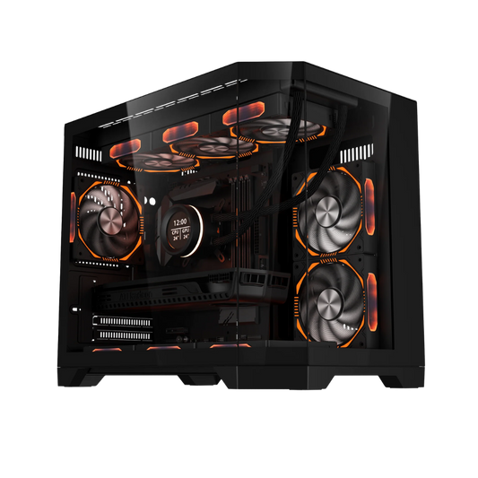 COOLMAN SPECTRA CASE M-ATX CASE W/ TEMPERED GLASS SIDE PANEL, LCD SCREEN