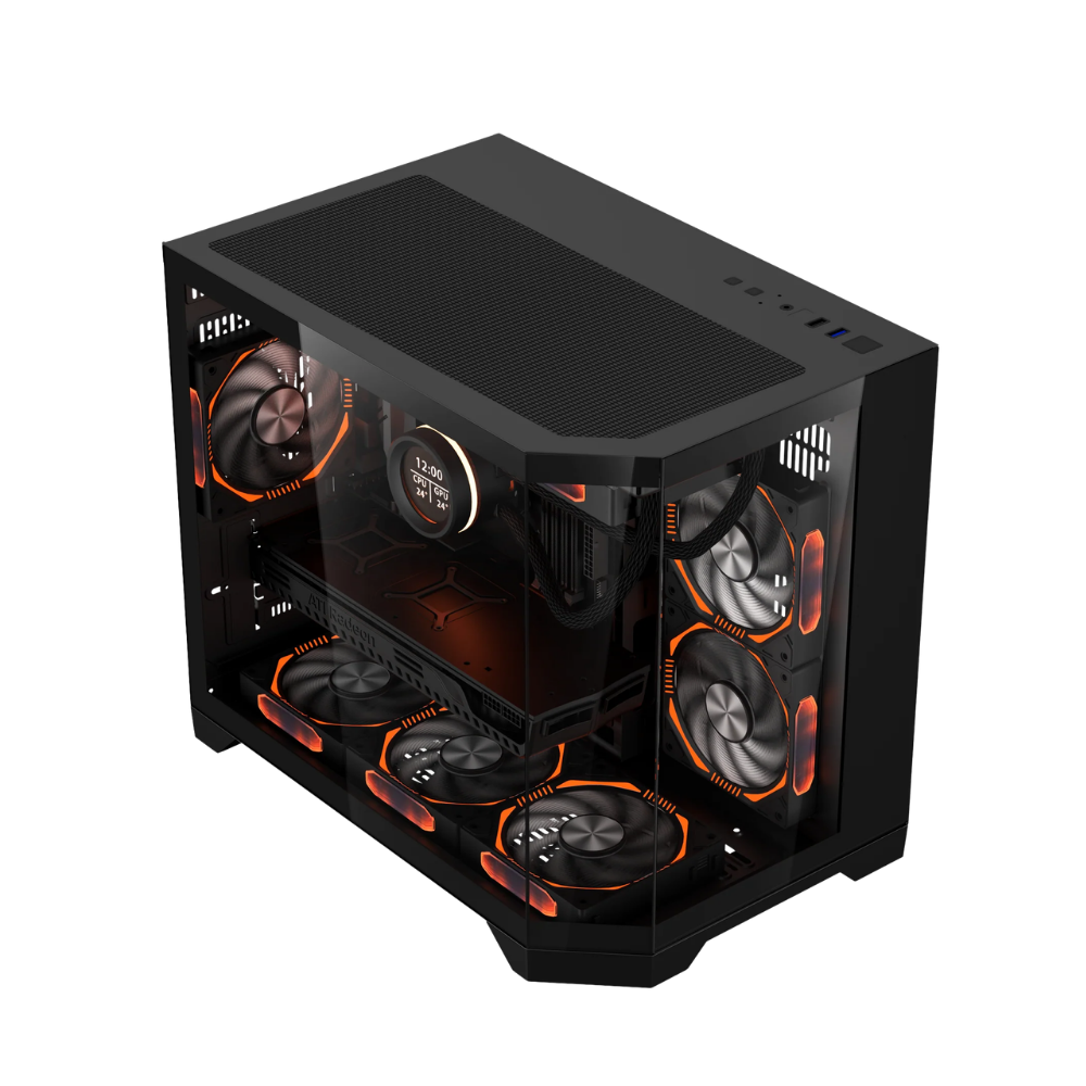 COOLMAN SPECTRA CASE M-ATX CASE W/ TEMPERED GLASS SIDE PANEL, LCD SCREEN