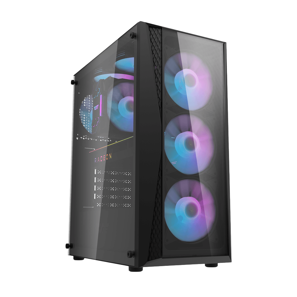 DARKFLASH DK352 PLUS ATX TOWER CASE W/ TEMPERED GLASS SIDE PANEL, 4 ARGB FANS