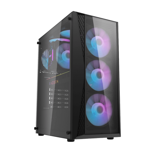 DARKFLASH DK352 PLUS ATX TOWER CASE W/ TEMPERED GLASS SIDE PANEL, 4 ARGB FANS