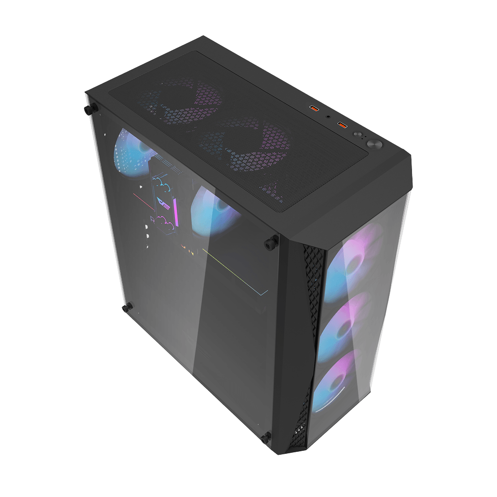 DARKFLASH DK352 PLUS ATX TOWER CASE W/ TEMPERED GLASS SIDE PANEL, 4 ARGB FANS