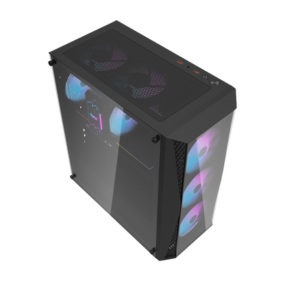 DARKFLASH DK352 PLUS ATX TOWER CASE W/ TEMPERED GLASS SIDE PANEL, 4 ARGB FANS