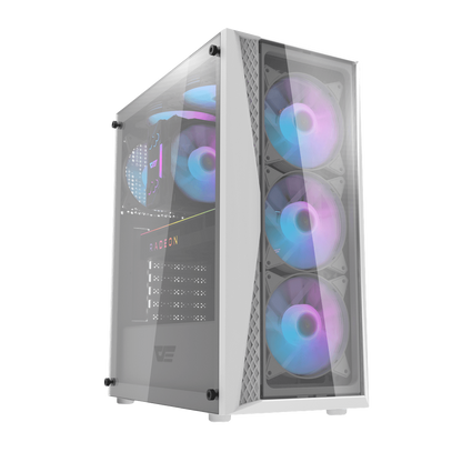 DARKFLASH DK352 PLUS ATX TOWER CASE W/ TEMPERED GLASS SIDE PANEL, 4 ARGB FANS