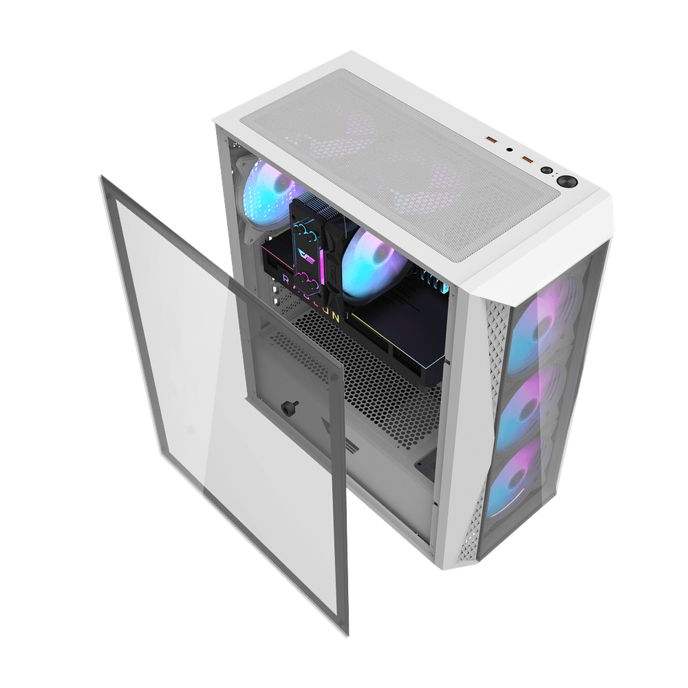 DARKFLASH DK352 PLUS ATX TOWER CASE W/ TEMPERED GLASS SIDE PANEL, 4 ARGB FANS