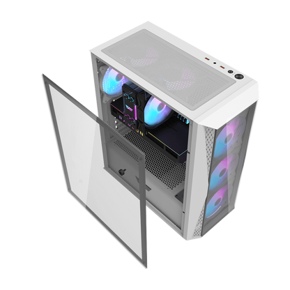 DARKFLASH DK352 PLUS ATX TOWER CASE W/ TEMPERED GLASS SIDE PANEL, 4 ARGB FANS